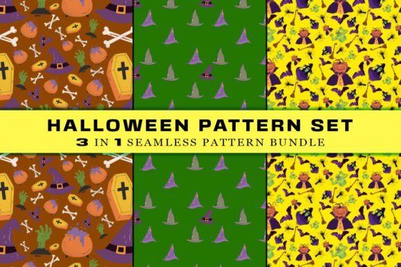 Download Happy Halloween Seamless Pattern Set - Seamless Collection