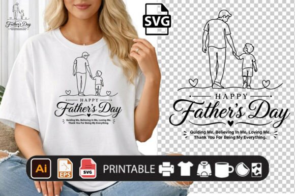 Download Happy Fathers Day SVG Line Art Design - Premium Bundle