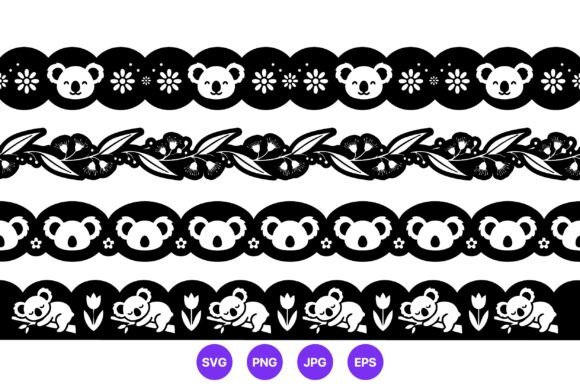 Download Koala and Floral Seamless Vector Borders - Seamless Collection
