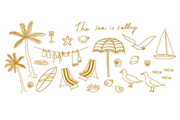 Download Ocean Vacation Line Art - Cute Coast - Coast Collection