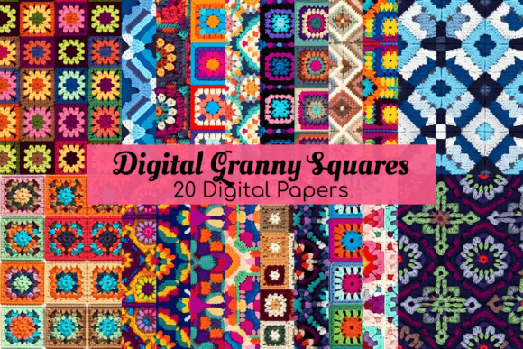 Download Digital Granny Squares Seamless Patterns - Seamless Collection