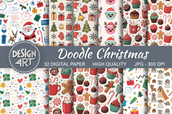 Download Doodle Christmas Seamless Patterns - Seamless Collection