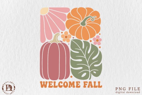 Download Welcome Fall Boho Pumpkin Retro PNG - Boho Collection