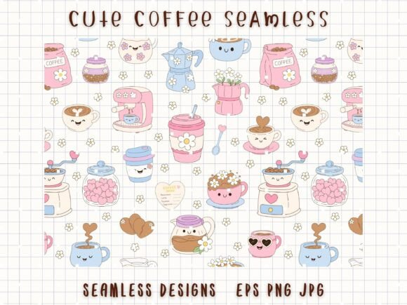 Download Cute Coffee Seamless Cafe Digital Paper - Seamless Collection