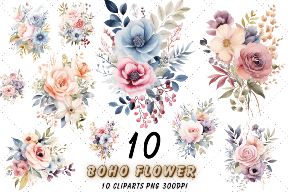 Download Vintage Boho Flower Sublimation Clipart - Boho Collection