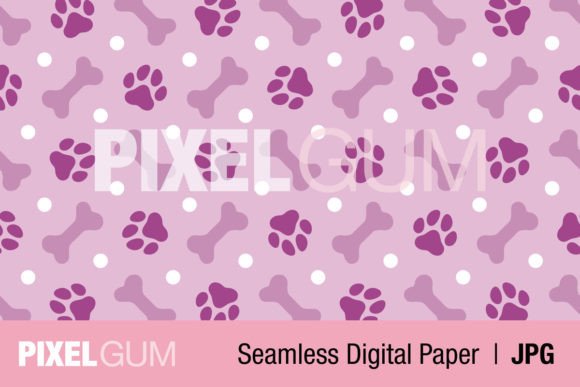 Download Seamless Purple Bone, Paw &amp; Dot Pattern - Seamless Collection